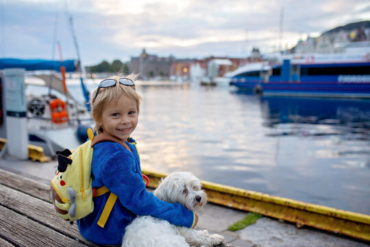 People, children enjoying the amazing views in Norway to fjords, mountains and other beautiful nature