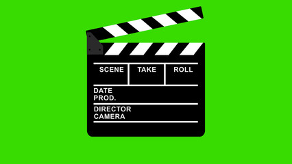 Naklejka premium Vintage Movie Clapperboard Resting on a Dark Studio Floor. Movies Start Board