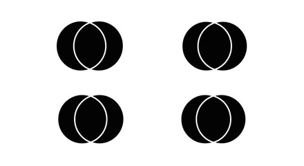Obraz premium Four Abstract Black Circles with White Outline, Geometric Pattern