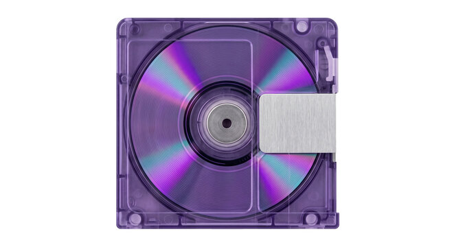 Purple Retro Translucent MiniDisc Cartridge Cutout on Transparent Background