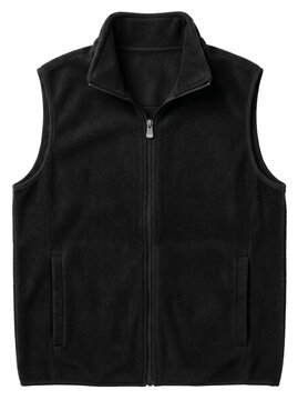 Corporate Finance Black Fleece Zip Up Vest Cutout on Transparent Background