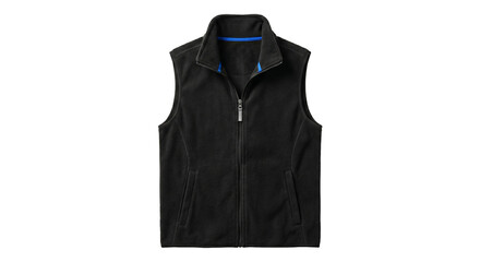 Wall Street Style Black Fleece Vest with Blue Trim Cutout on Transparent Background © umang