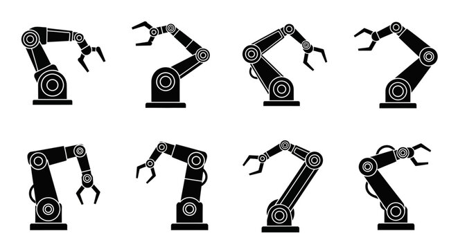 Industrial Robotic Arm Set - Automation Technology Icons