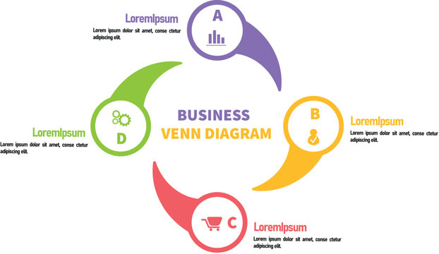 Venn diagram circles chart infographic