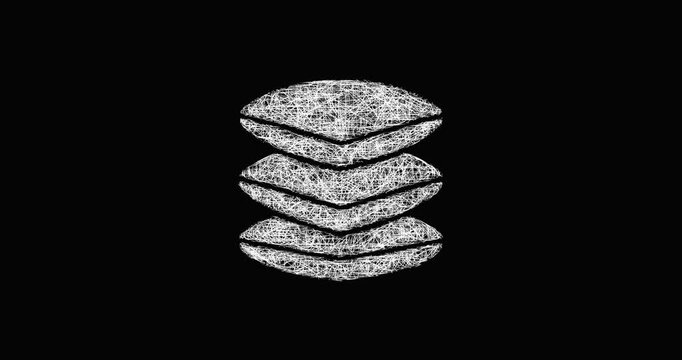 Sketch stacked pillows icon animation - smooth progressive reveal