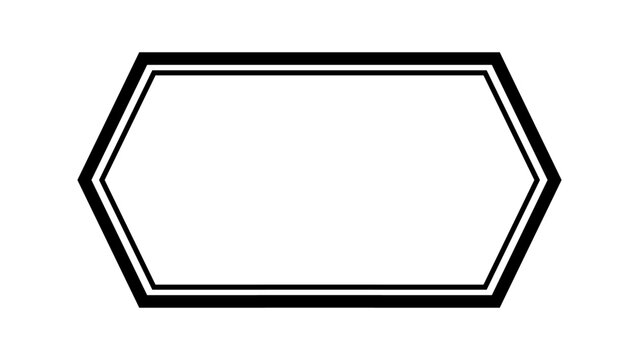 Simple and elegant black rectangular polygon shape silhouette vector border frame isolated on transparent background. Black frame for design, editing, template and branding projects.