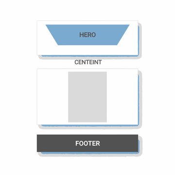 Website UI elements, hero banner, footer bar, center content box, web interface components