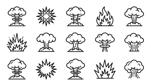 Nuclear Explosion and Fire Effects Illustration Set