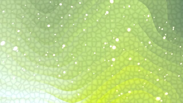 Abstract light green and yellow textured background with cellular pattern and white speckles.