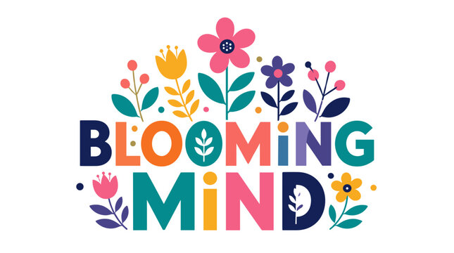 Colorful Blooming Mind Logo with Flowers.