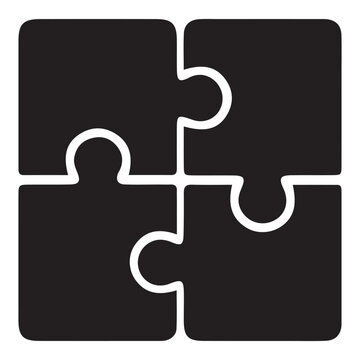 Four connected puzzle pieces in a square shape
