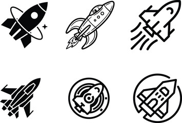 collection of rocket ship icons in different styles and designs for various uses © saidur