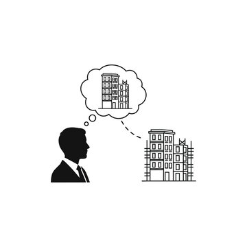 Man Thinking About Building Construction Project.