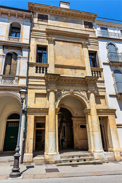 This is Casa Cogollo, also known as "Palladio's House," a historic Renaissance palace in Vicenza, Italy. Corso Andrea Palladio, Vicenza, Italy