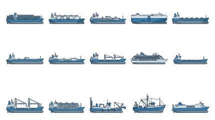Obraz premium Variety of Different Types of Ships and Vessels