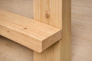 Fototapeta premium A simple wooden bench sits on top of a wooden floor, ideal for use in interior design or photography settings
