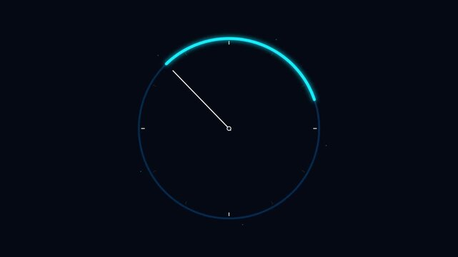 Blue Neon Analogue Speedometer HUD Animation with Rotating Needle Pointer