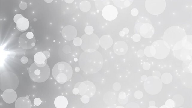 white color wiggling and glowing bokeh particles with optical flair rays modern design geometrical background