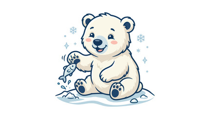 happy polar bear playing in snow © Berlin