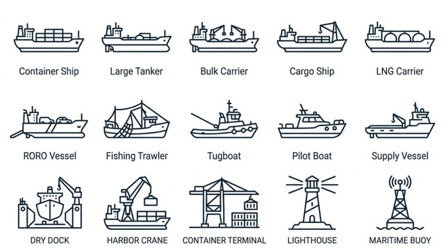 Types of Maritime and Port Vessels and Structures