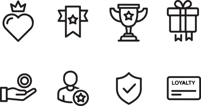 Flat loyalty reward icons set
