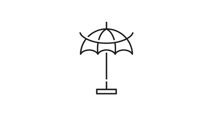 Fototapeta premium Minimalist Line Art Umbrella Icon. Simple Vector Graphic for Rain Protection, Weather Forecast, or Seasonal Concepts.