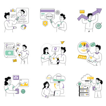 Loppy Line vector illustration set 11