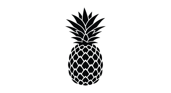 Pineapple Silhouette On White Background A Tropical Fruit Illustration