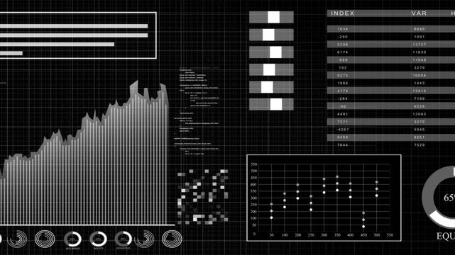white color bar chart with growing business concept advanced data analysis algorithms dashboard display black stock market background