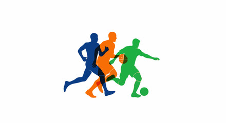 Obraz premium Silhouettes of athletes in motion playing sports on a white background