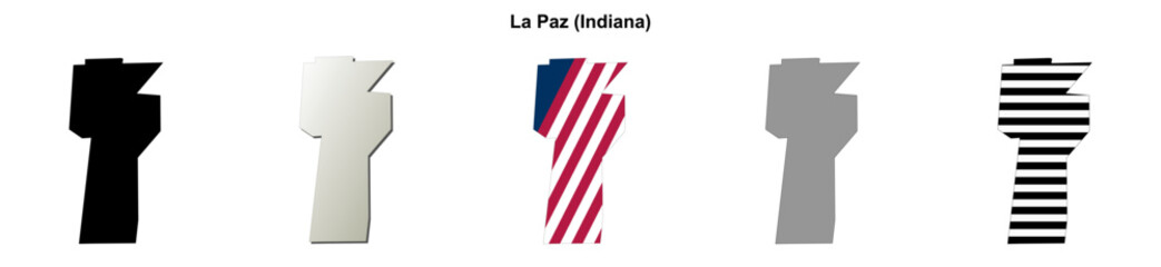 Obraz premium La Paz (Indiana) blank outline map set