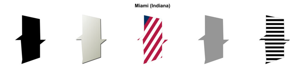 Fototapeta premium Miami (Indiana) blank outline map set