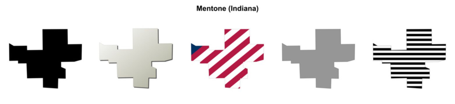Mentone (Indiana) blank outline map set