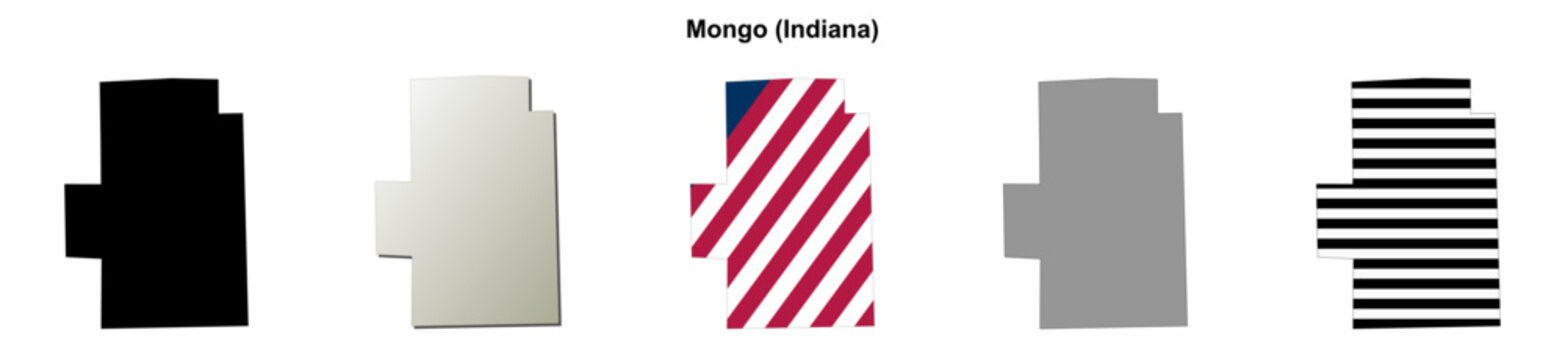 Mongo (Indiana) blank outline map set