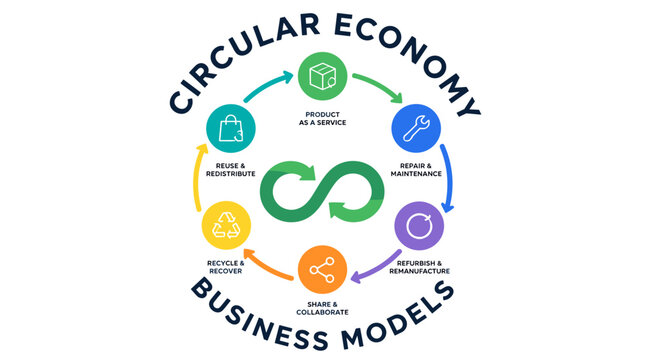 Circular Economy Concept Infographic Focused on Systems and Sustainability.