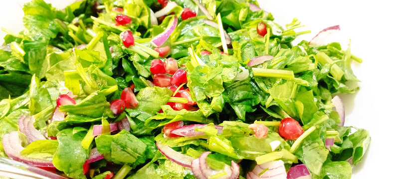 Green salad, seasonal salad, with pomegranate