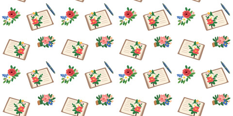 Fototapeta premium seamless floral arrangements and invitation cards pattern vector illustration