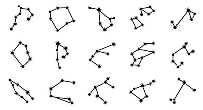 Collection of Zodiac Constellation Symbols on White Background