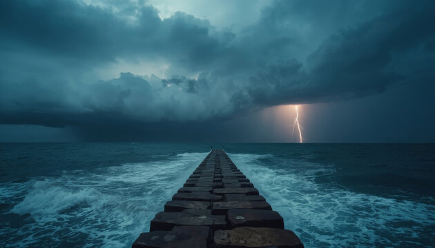 Lightning Over the Breakwater