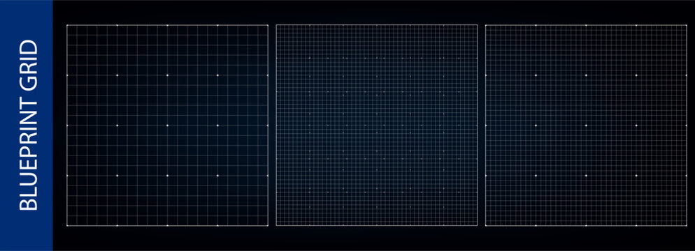 Grid overlay background, HUD crossed line texture. Black mesh pattern with dotted graph markings. Radar section on architectural cyber diagram, millimeter drawing paper. Blueprint square notebook
