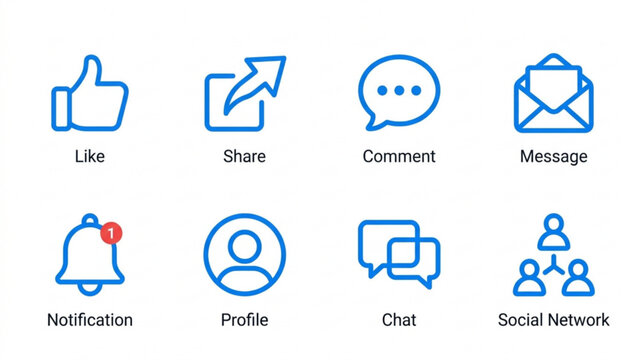 Social Media Icons Set for Website and Mobile App Onboarding Screens UI Kit Template