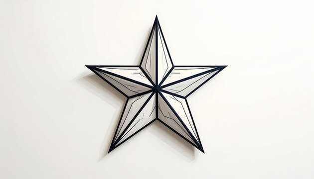 Stylized 3D five-point star, black outlines, white background