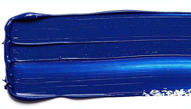 Thick, vibrant blue paint stroke with textured surface on white