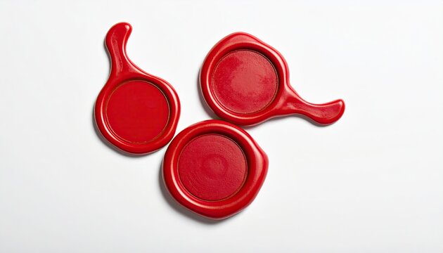 Three vibrant red blank wax seals on a clean white surface
