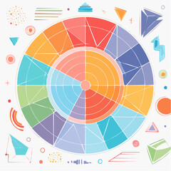 Fototapeta premium Abstract Geometric Circular Diagram with Colorful Segments
