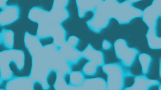 Abstract organic shapes with glowing blue edges on teal background. Fluid wave typography pattern for modern design layout. Animated topography background.