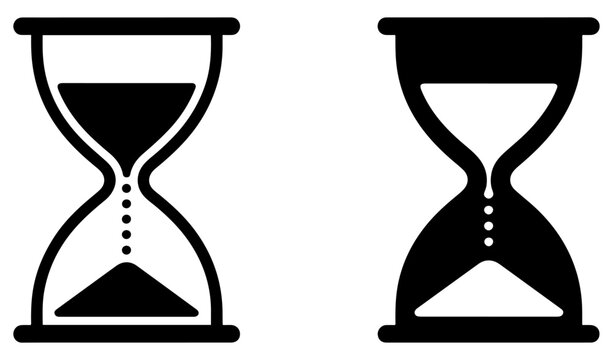 hourglass timer icon outline filled set