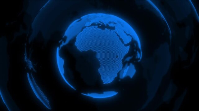 Royal blue color rotating hi tech globe hi tech design loopable dark technology background