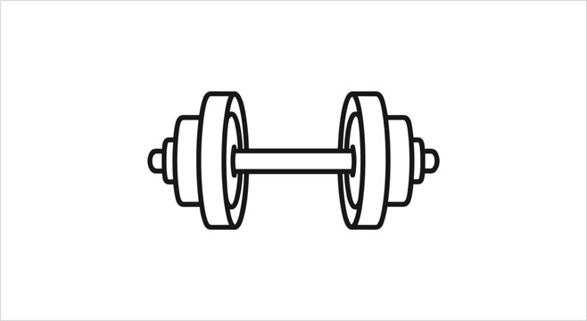 Simple Line Drawing of a Dumbbell Weight.