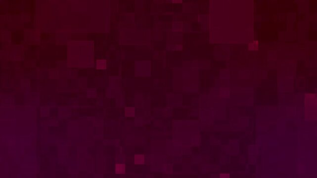 Deep purple abstract background with scattered pixel square blocks. Geometry block texture for modern technology presentation design. Animated square loop.